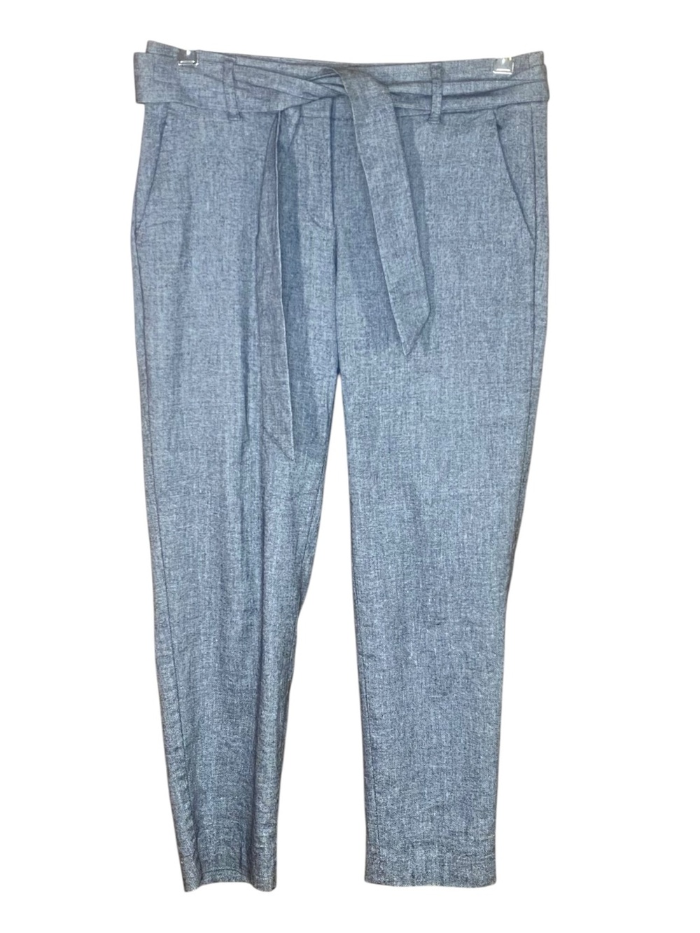LOFT Linen Blend Dress Pants Marisa Heather Grey Belted Professional SZ 4